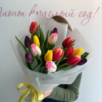 Букет из разноцветных тюльпанов (от 11 шт)