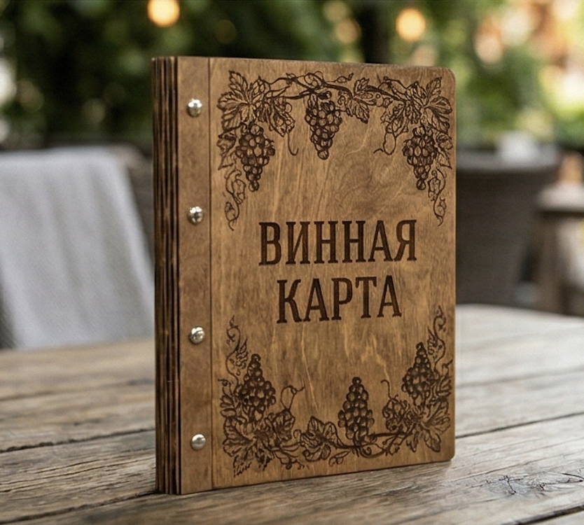 Деревянная винная карта (обложка)