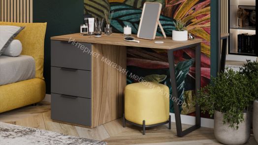 Стол письменный с тумбой универсальной «Порто» - СМ-393.15.011 Яблоня Беллуно, Графит софт