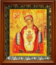 Никейская икона Божьей Матери в киоте с басмой Виноградная Лоза (UV-печать)(30659)