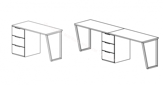 Комплект столов письменных с 1 тумбой универсальной «Порто» - СМ-393.15.013 Белый, Фиолетовый