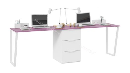 Комплект столов письменных с 1 тумбой универсальной «Порто» - СМ-393.15.013 Белый, Фиолетовый