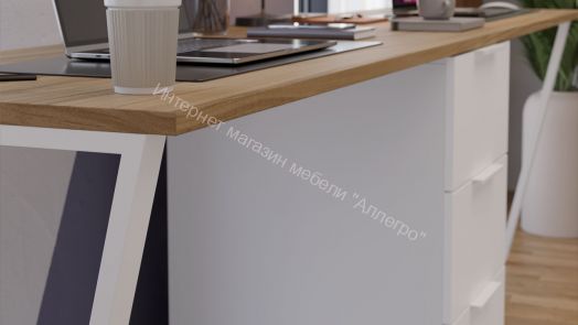 Комплект столов письменных с 1 тумбой универсальной «Порто» - СМ-393.15.013 Белый, Фиолетовый