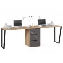 Комплект столов письменных с 1 тумбой универсальной «Порто» - СМ-393.15.013 Яблоня Беллуно, Графит софт