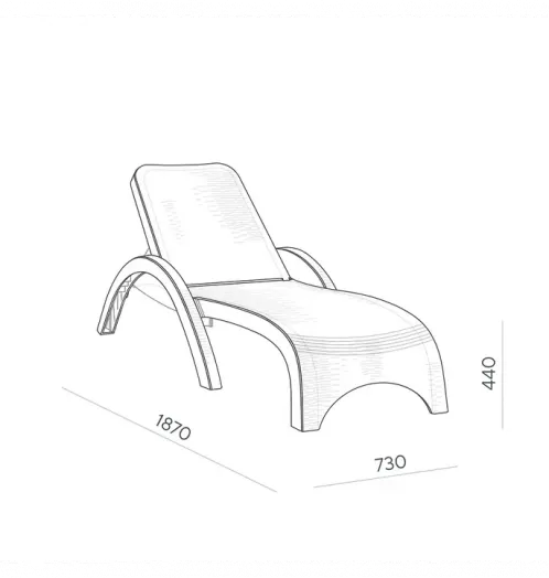 Шезлонг РАТТАН (1870х730х440 мм) Антрацит (оптом от 20 шт.)