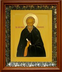 Икона Никон Радонежский в киоте с басмой Виноградная Лоза (UV-печать)(30688)