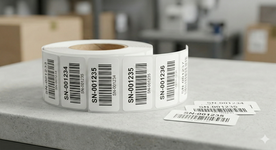 Наклейки с нумерацией и штрихкодом на заказ