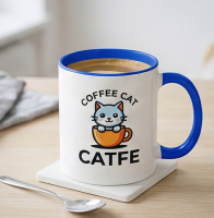 Кружка с цветной ручкой и ободком с логотипом на заказ