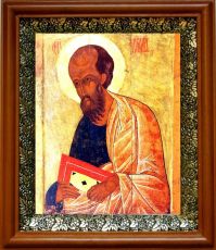 Икона Павел, апостол в киоте с басмой Виноградная Лоза (UV-печать)(30711)