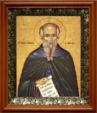 Икона Паисий Великий в киоте с басмой Виноградная Лоза (UV-печать)(30714)