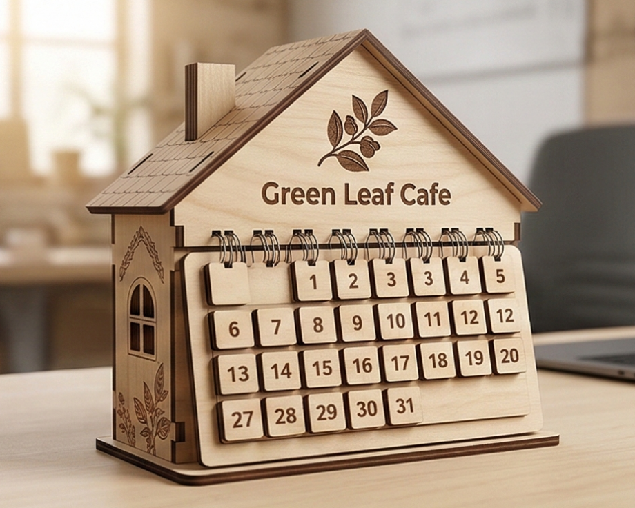 Настольный календарь-домик с логотипом на заказ