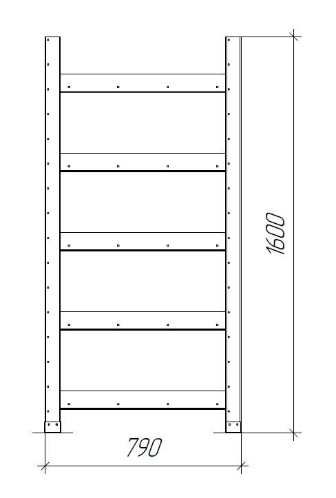 Стеллаж аккумуляторный 790×960×1600 (5 полок)