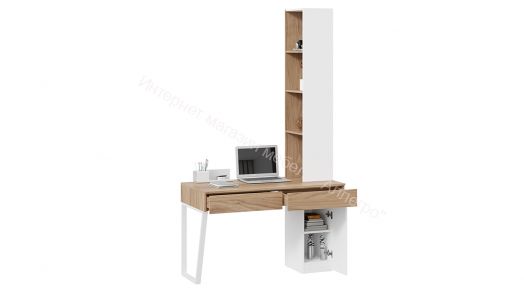 Стол письменный (366/580) со шкафом комбинированным (настольным) «Порто» - СМ-393.15.012 Белый Жемчуг, Яблоня Беллуно, Белый софт