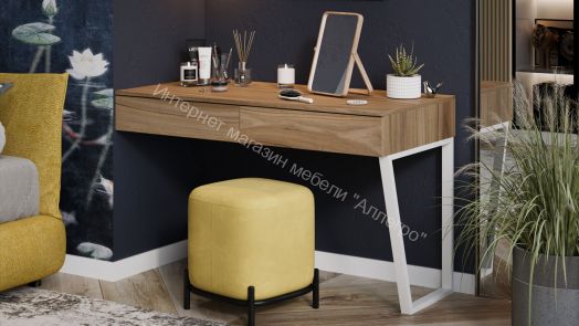 Стол письменный (366/580) со шкафом комбинированным (настольным) «Порто» - СМ-393.15.012 Белый Жемчуг, Яблоня Беллуно, Белый софт