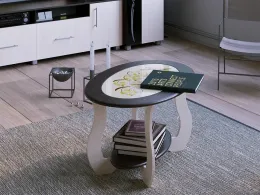 Стол журнальный СЖ-6 с рисунком (ш900*г600*в500мм) Венге/Дуб молочный