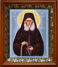Икона Паисий Святогорец в киоте с басмой Виноградная Лоза (UV-печать)(30719)
