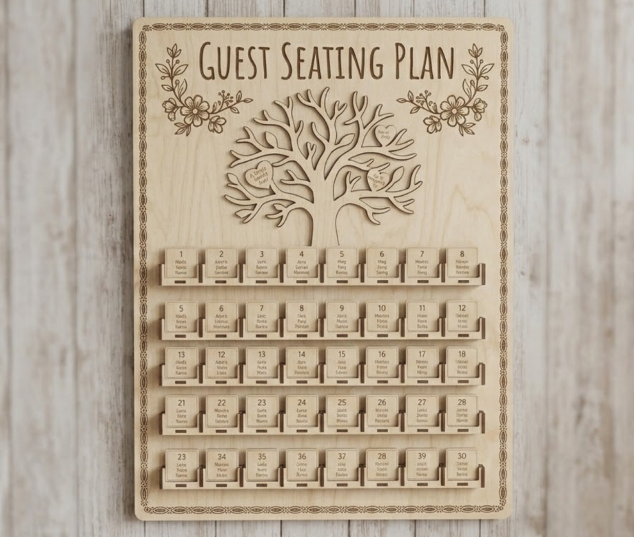 Стенд для рассадки гостей (план рассадки) из дерева