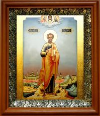 Икона Петр, апостол в киоте с басмой Виноградная Лоза (UV-печать)(30756)
