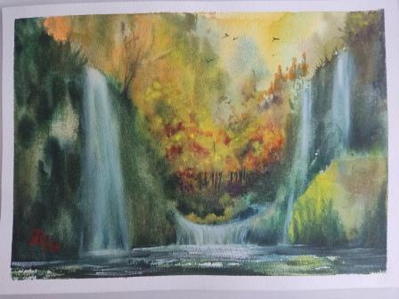 Акварель "Водопады"