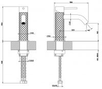 Gessi Intreccio смеситель для раковины 54102 высота 15,9 см схема 2 Gessi Intreccio смеситель для раковины 54102 высота 15,9 см схема 2