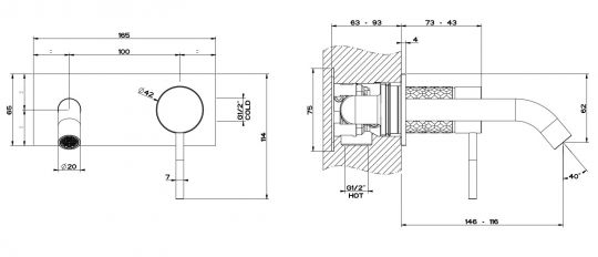 Gessi Intreccio смеситель для раковины 54188 схема 6