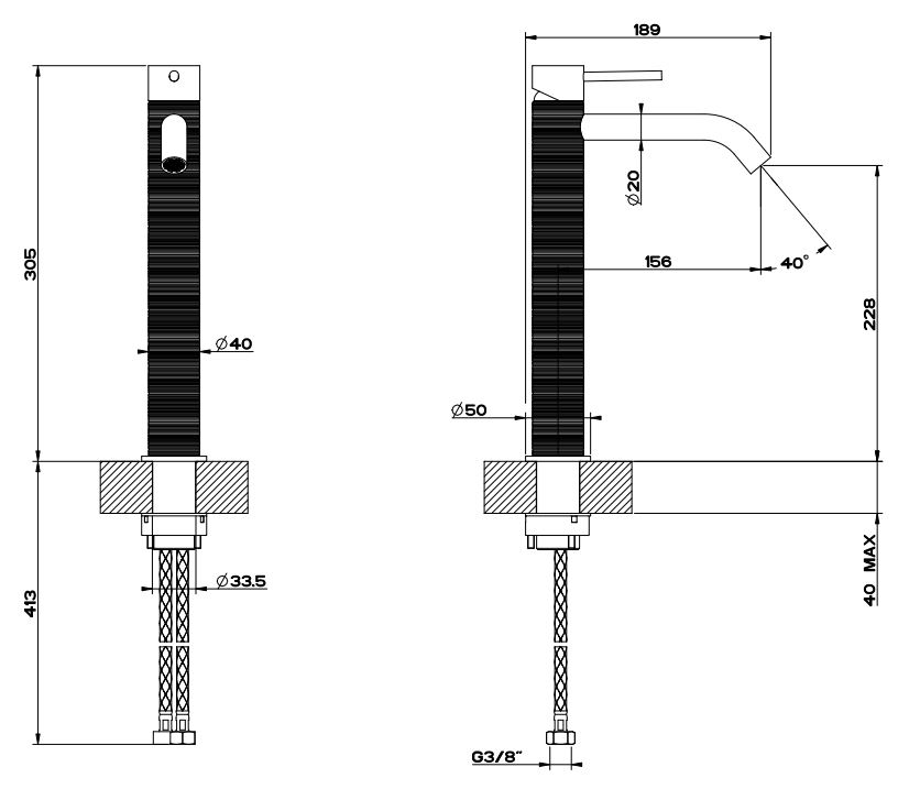 Gessi Trame смеситель для раковины 54306 высокий ФОТО