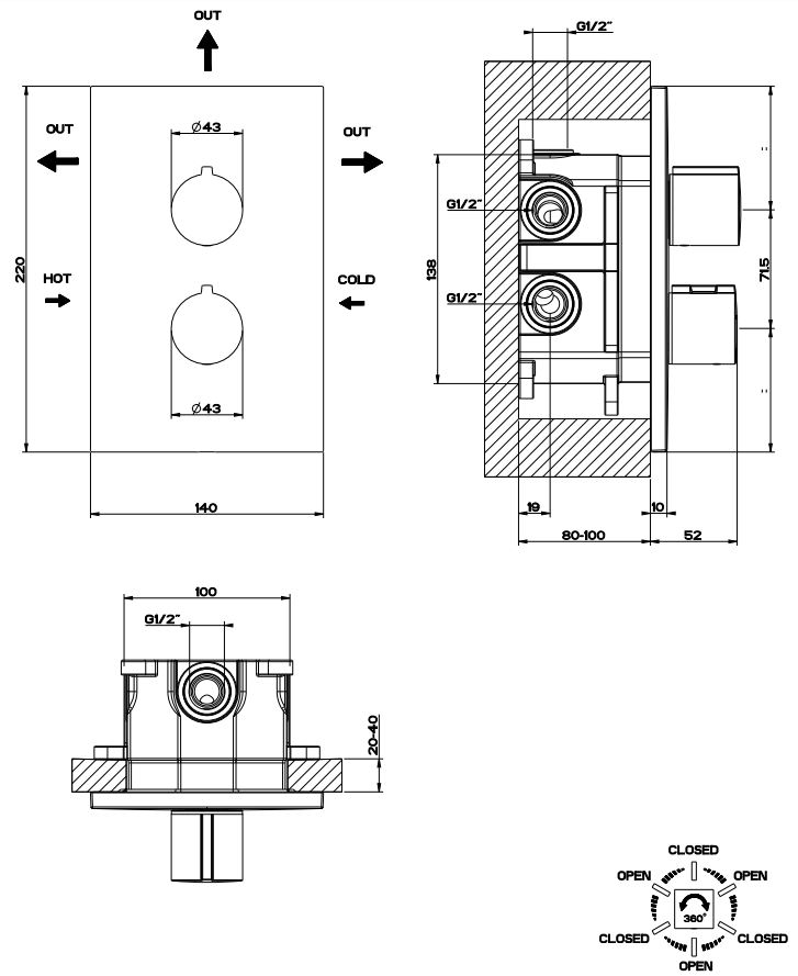 Gessi Trasparenze смеситель для ванны/душа 13436 термостат ФОТО