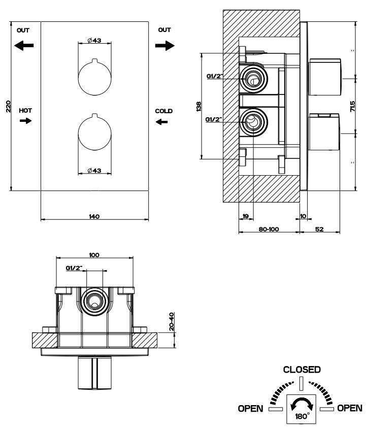Gessi Trasparenze смеситель термостат для ванны/душа 13434 ФОТО