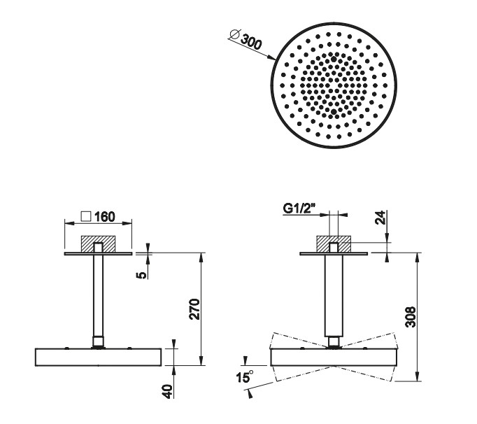Верхний душ Gessi Incastri 63072 потолочный ФОТО