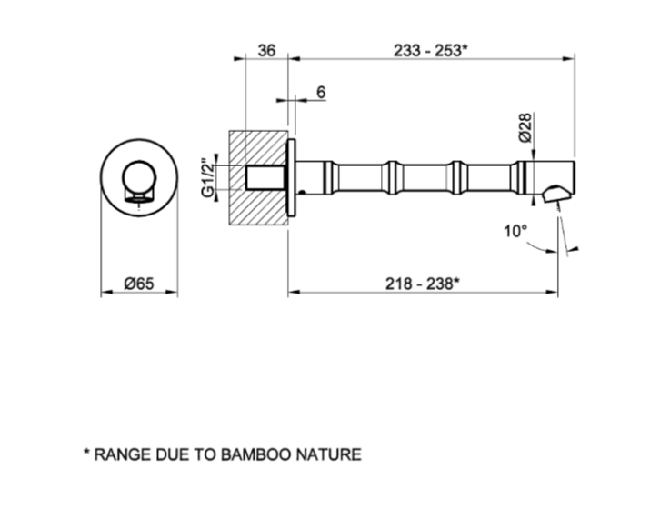 Излив Gessi Jacqueline 77041 настенный средней длины ФОТО
