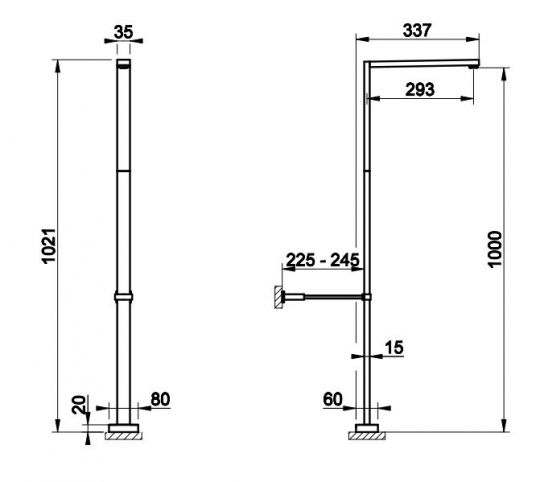 Излив напольный Gessi Rettangolo 20396 схема 2