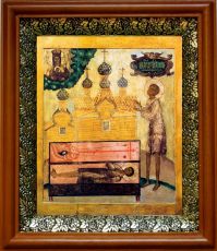 Икона Прокопий Устьянский в киоте с басмой Виноградная Лоза (UV-печать)(30785)