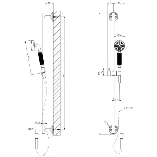 Набор душевой Gessi Venti20 65143 схема 2