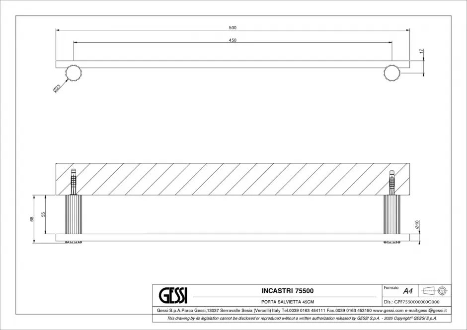 Полотенцедержатель Gessi Incastri 75500 50 см ФОТО
