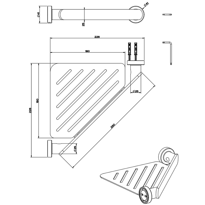 Полочка в ванну или душ Gessi Emporio accessories 38861149 никель браш ФОТО