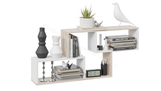 Полка настенная тип 4 Дуб Сонома, Белый (поры дерева)