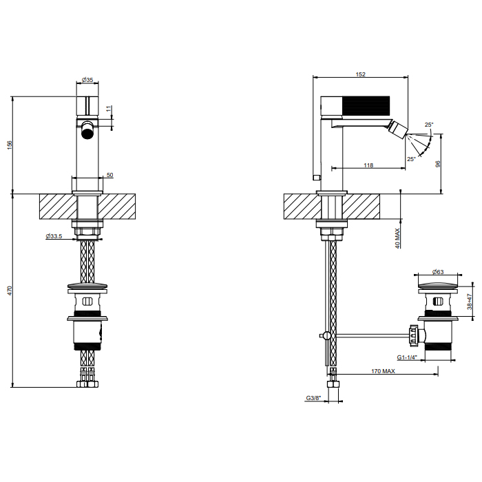Смеситель для биде Gessi Inverso Rigato 73507 ФОТО