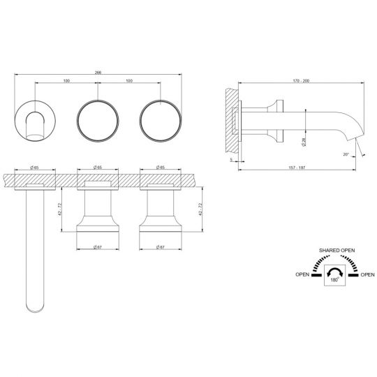 Смеситель для ванны Gessi Origini 66042 схема 2