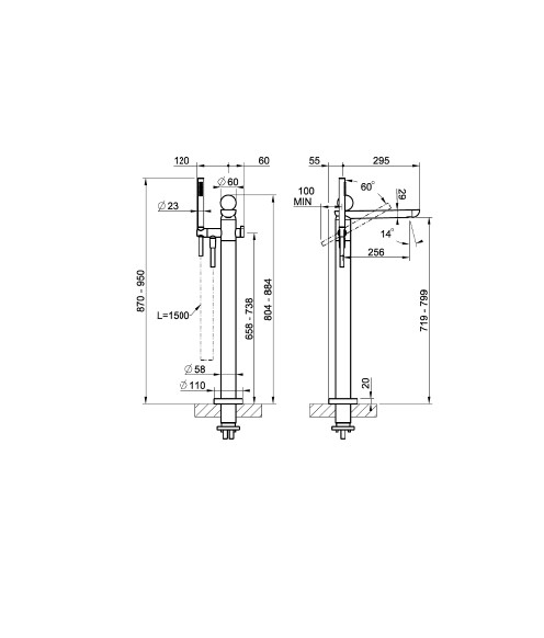 Смеситель для ванны Gessi Perle 74229 напольный с ручным душем и переключателем с вентилем из муранского стекла Sfaccettato ФОТО