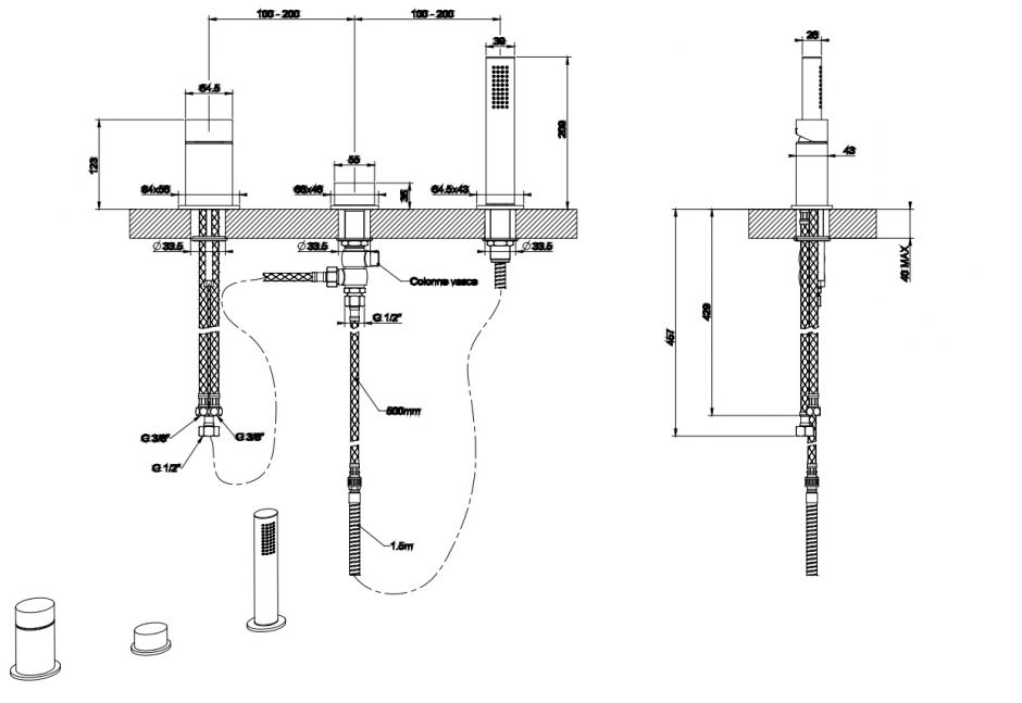 Смеситель для ванны и душа Gessi Ovale 23043 ФОТО