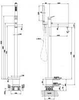 Смеситель для ванны и душа Gessi Rettangolo K 53128 схема 2