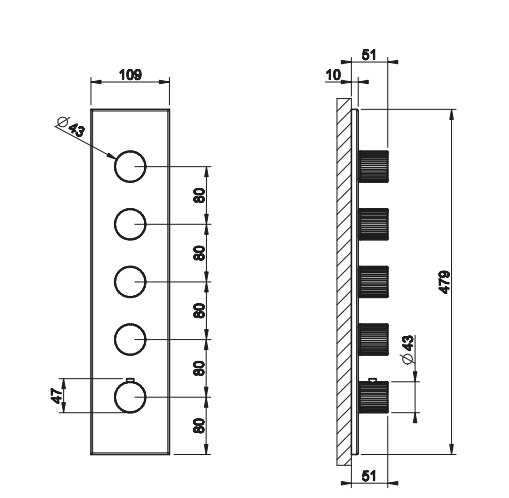Смеситель для душа Gessi Incastri 75318 с термостатом 4 запорных вентиля ФОТО