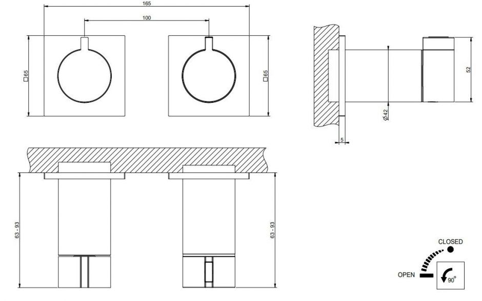 Смеситель для душа Gessi Inverso Bath&Shower 73032 ФОТО