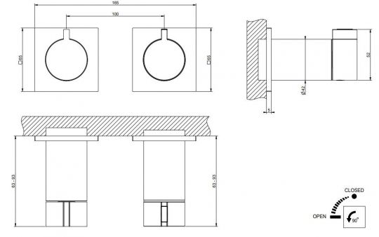 Смеситель для душа Gessi Inverso Bath&Shower 73032 схема 2