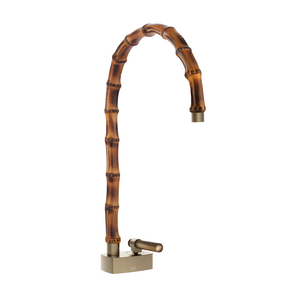 Смеситель для раковины Gessi Jacqueline 77203 с высоким поворотным изливом и вентилем под дерево без донного клапана ФОТО