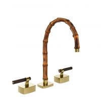 Смеситель для раковины Gessi Jacqueline 77215 со средним изливом и Г-образным вентилем под дерево схема 5