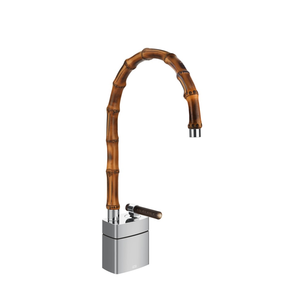 Изображение Смеситель для раковины Gessi Jacqueline 77229 средний со средним поворотным изливом и вентилем под дерево