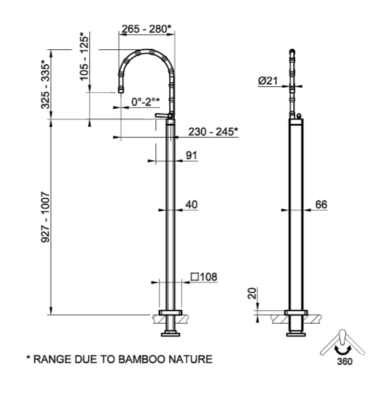 Смеситель для раковины Gessi Jacqueline 77295 напольный с вентилем под дерево и поворотным изливом ФОТО