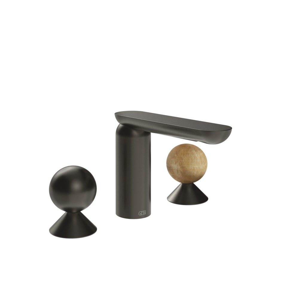 Изображение Смеситель для раковины Gessi Perle 74035 без донного клапана с вентилями-сферами из металла и камня Onyx Cola