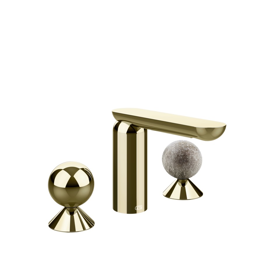 Смеситель для раковины Gessi Perle 74065 без донного клапана с вентилями-сферами из металла и муранского стекла Pulegoso ФОТО